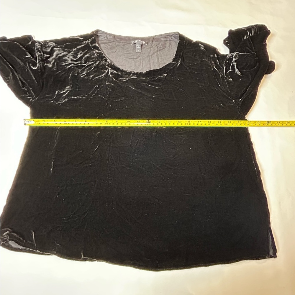 Eileen Fisher silk blend Velvet blouse black Long-Sleeve minimalist Top size S - Picture 10 of 12